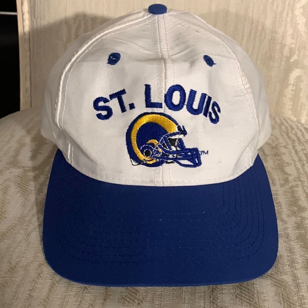 Vintage Logo 7 St Louis Rams Snapback Hat‎ Team NFL Blue White Cap